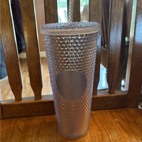 Starbucks Other - Starbucks Platinum Silver Studded Out Straw 24oz Tumbler